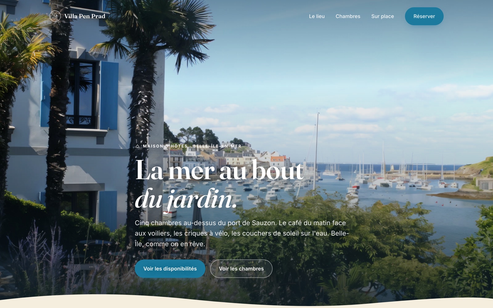 Le site de la Villa Pen Prad, maison d'hôtes à Belle-Île, réalisé par Lieux Vivants