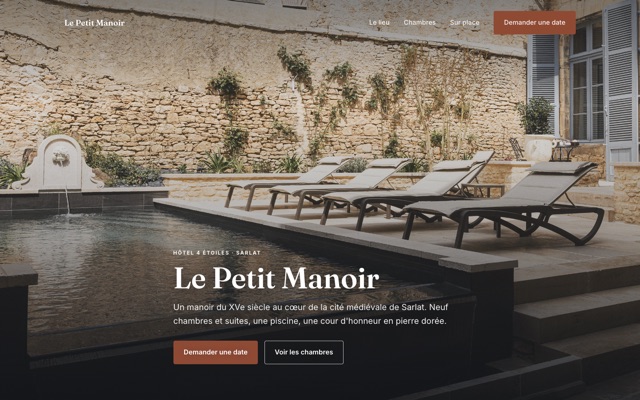 Site web du Petit Manoir, hôtel 4 étoiles à Sarlat