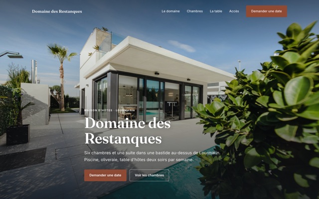 Site web du Domaine des Restanques, maison d'hôtes dans le Luberon